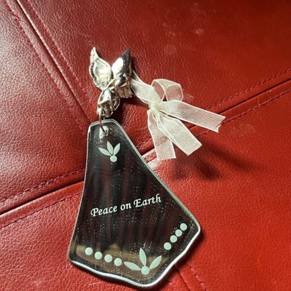 VINTAGE SILVER SENTIMENT ANGEL CHRISTMAS TREE ORNAMENT - MEASURES APPROX. 6.5" - Picture 4 of 7